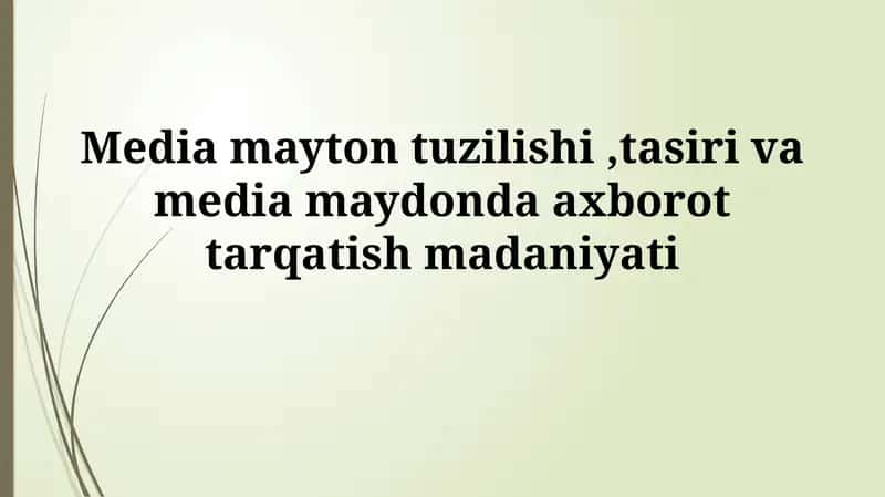 Ommaviy axborot vositalari tuzilishi