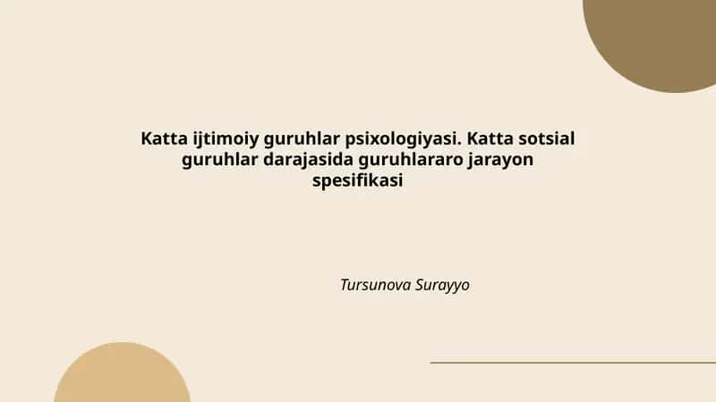 Katta ijtimoiy guruhlar psixologiyasi. Katta sotsial guruhlar darajasida guruhlararo jarayon spesifikasi