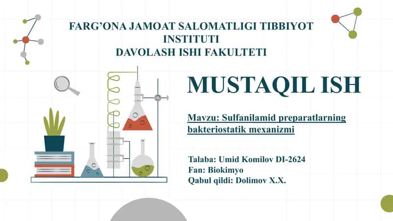 Sulfanilamid preparatlarning bakteriostatik mexanizmi