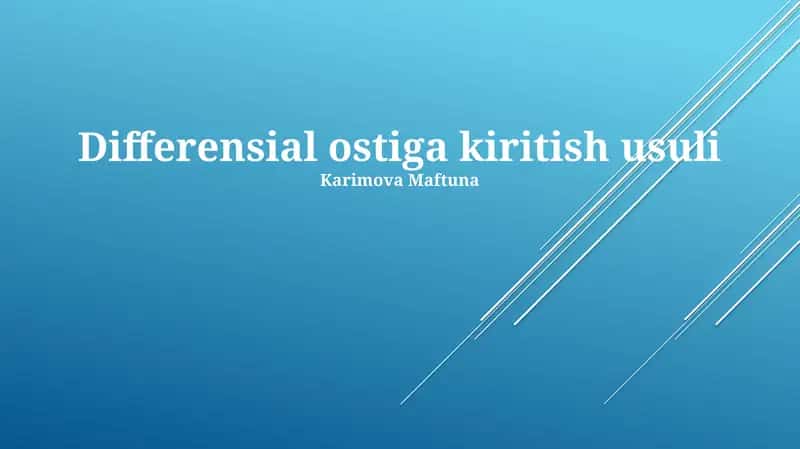 Differensial ostiga kiritish usuli