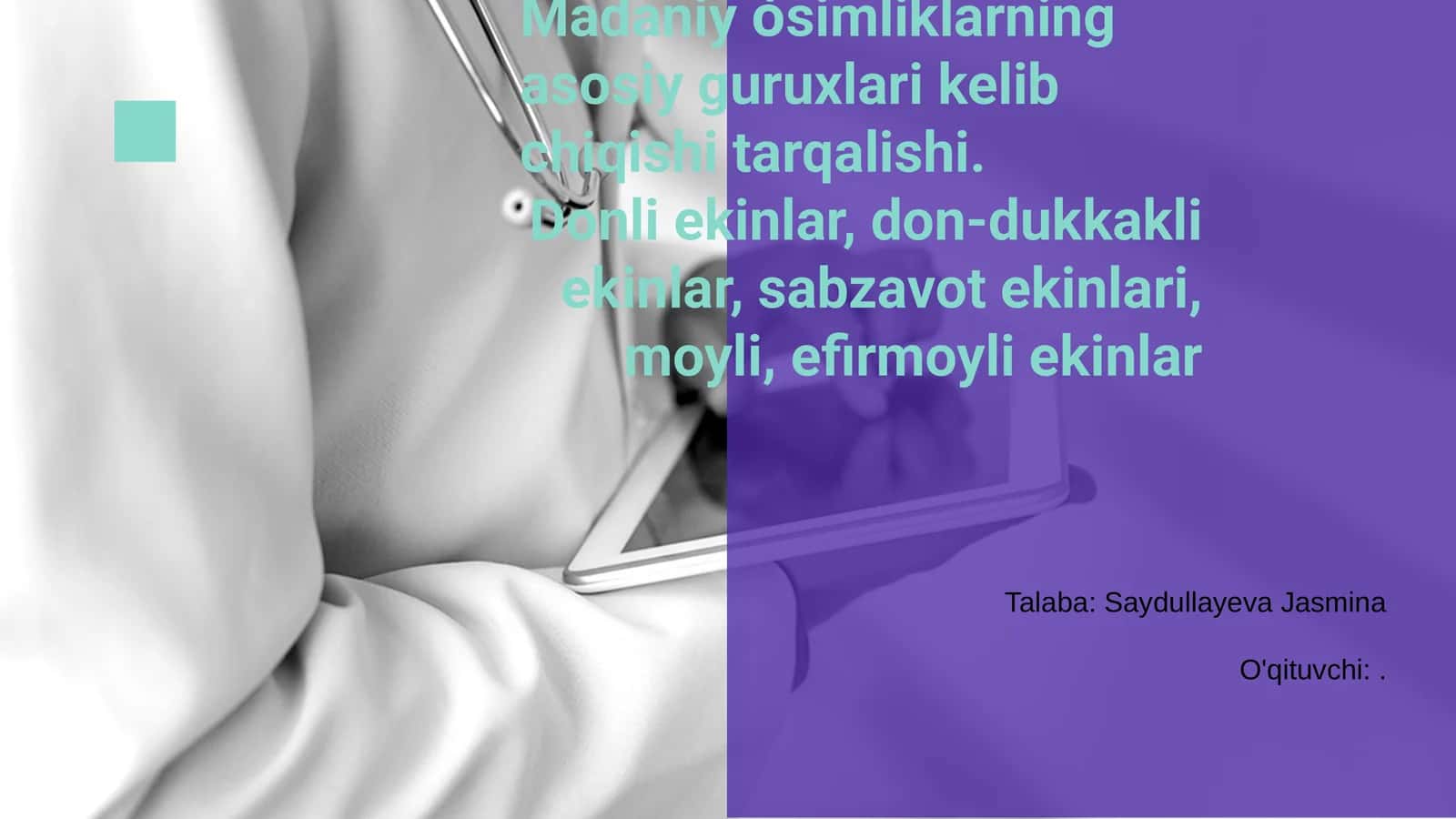 Madaniy òsimliklarning asosiy guruxlari