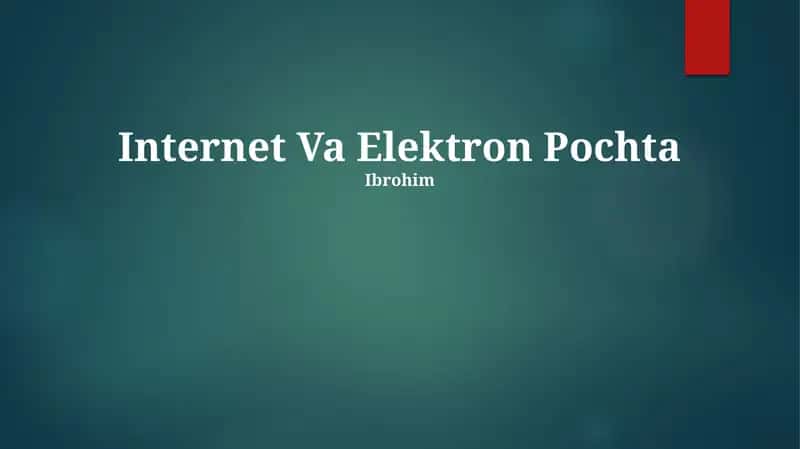 Internet Va Elektron Pochta