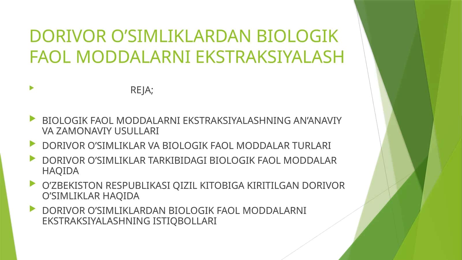 Dorivor O’simliklardan Biologik Faol Moddarni Ekstraksiyalash