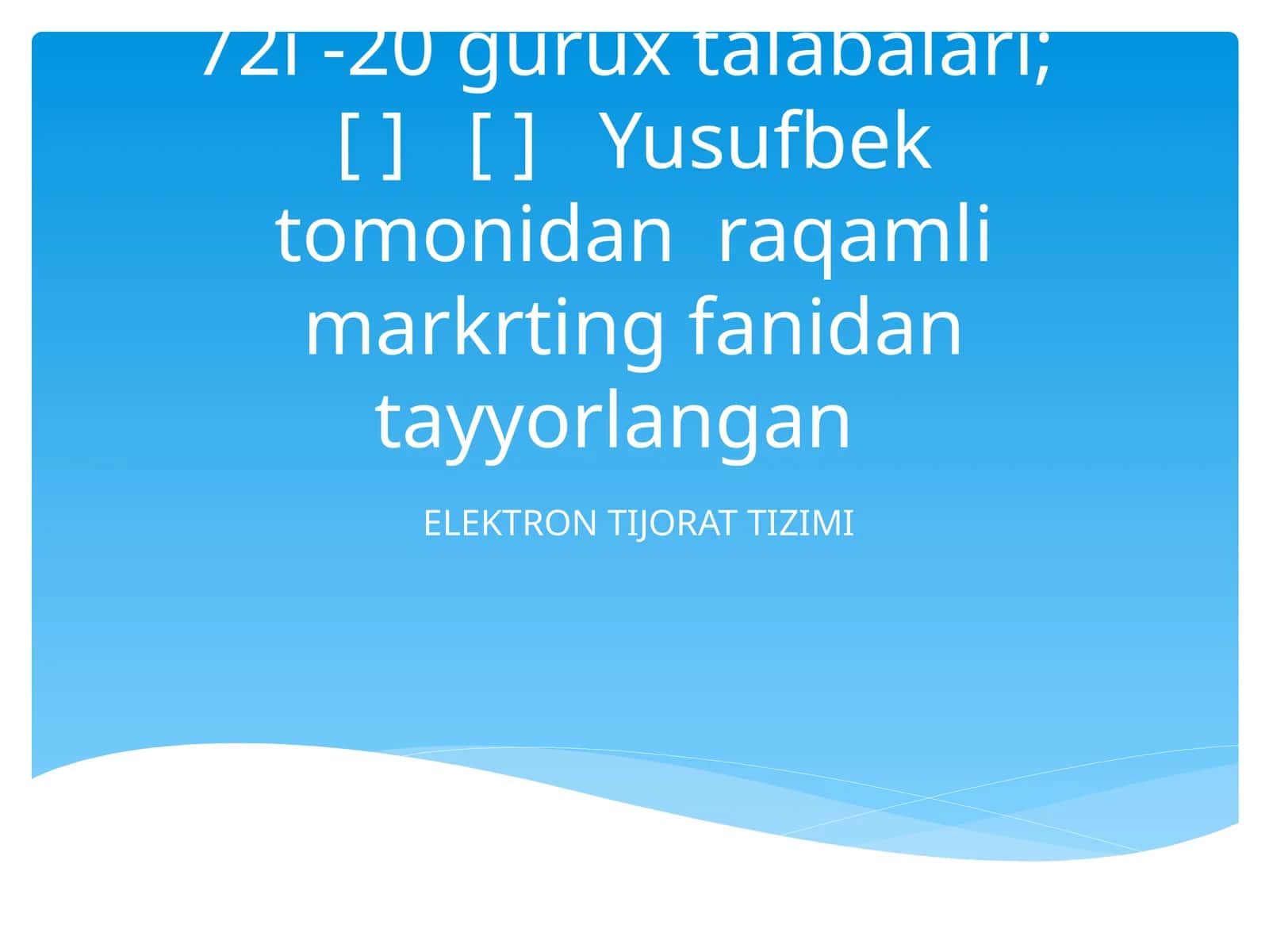 ELEKTRON TIJORAT TIZIMI