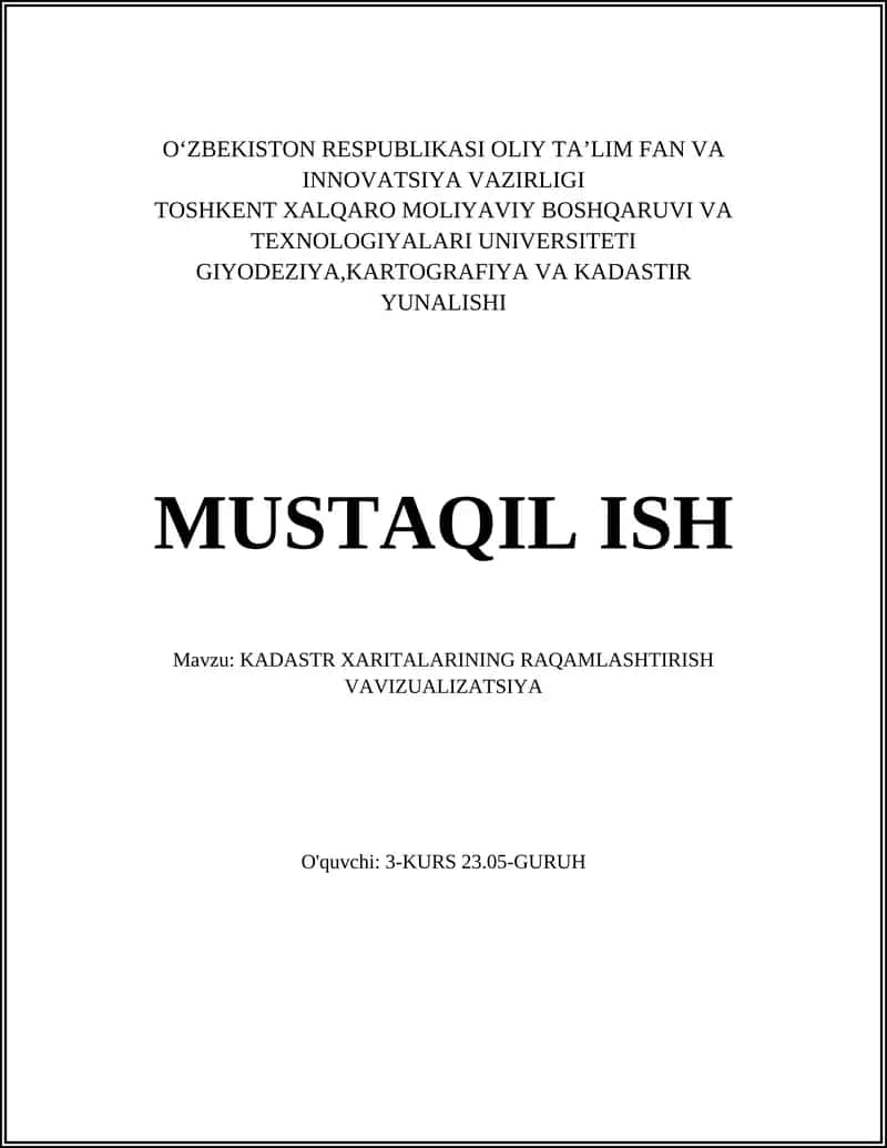 Kadastr Xaritalarining Raqamlashtirish