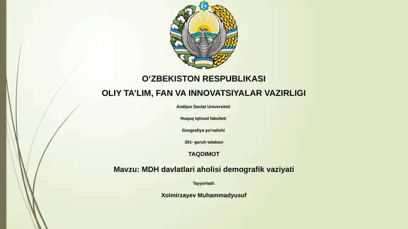 MDH davlatlari aholisi demografik vaziyati