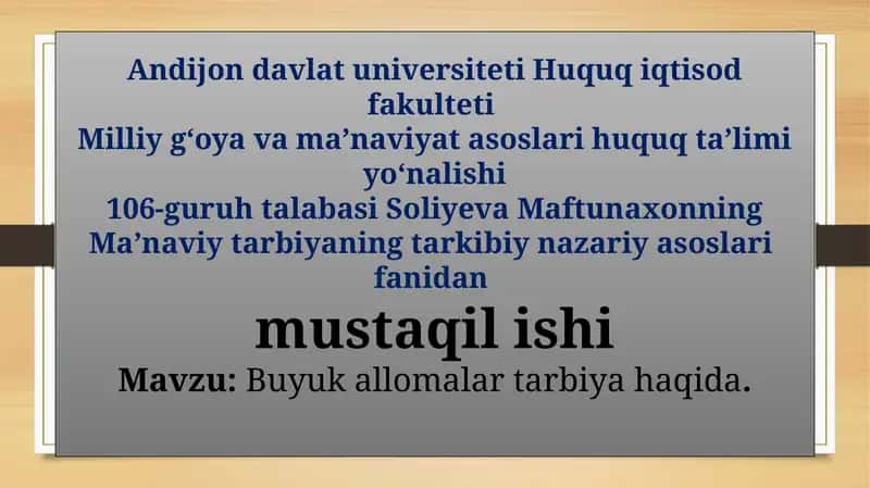 Buyukallomalar tarbiyasi