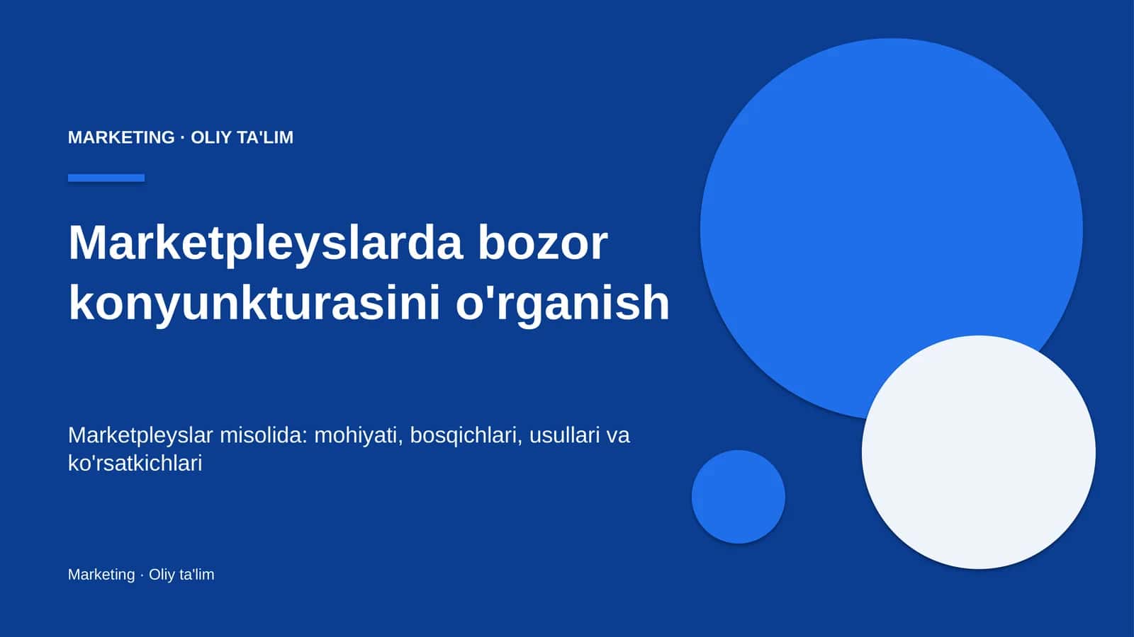 marketpleyslarda bozor konyunkturasini o'rganish 7493