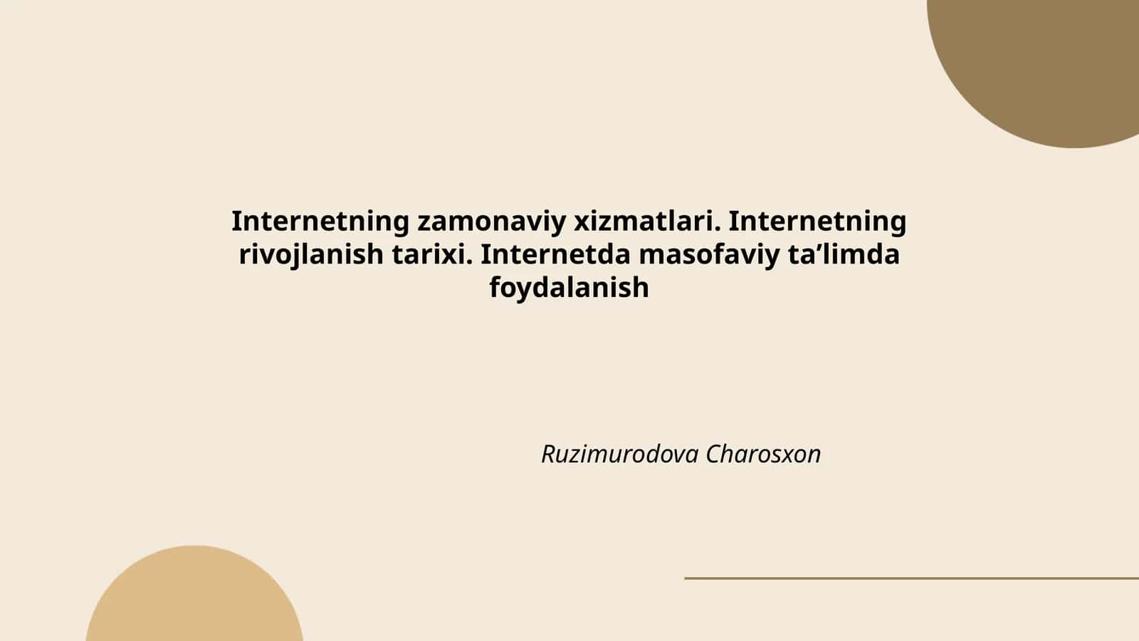 Internetning zamonaviy xizmatlari