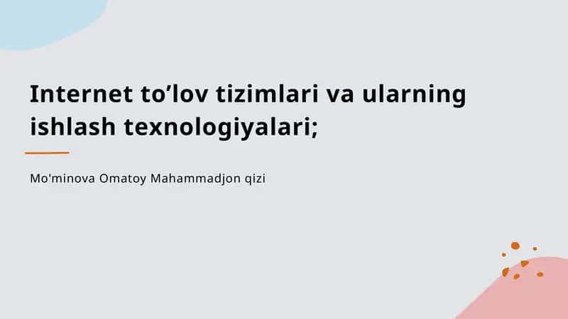 Internet to'lov tizimlari