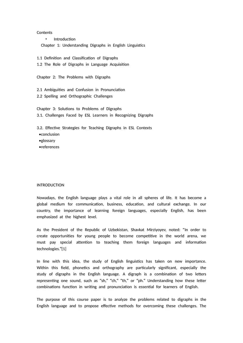 Study of Digraphs in English Linguistics
