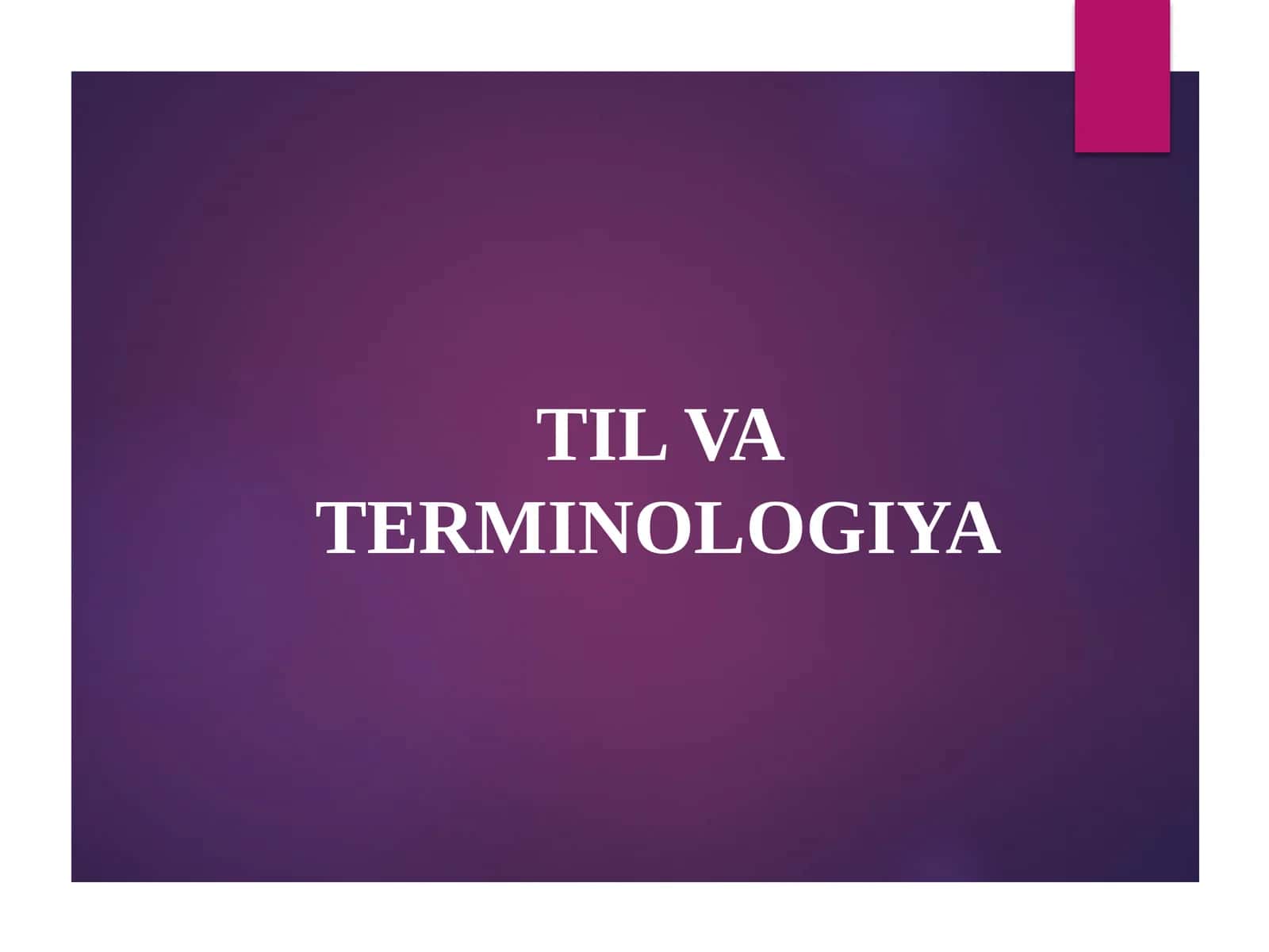 Termin va terminologiya