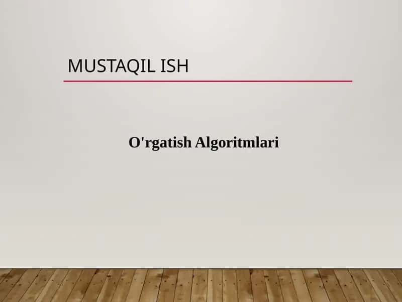 O'rgatish Algoritmlari
