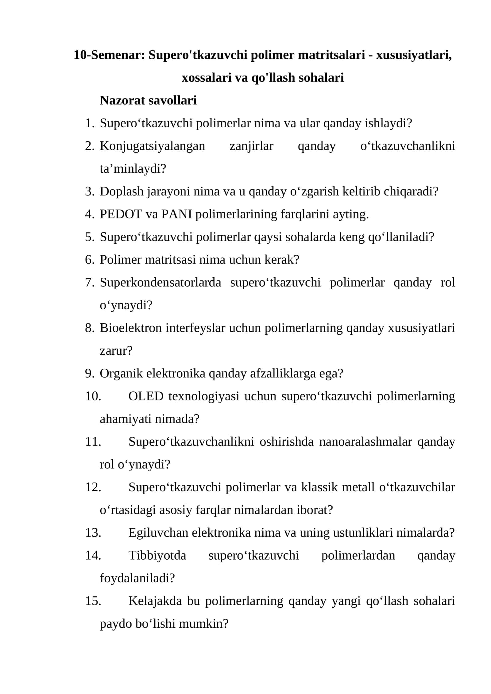 Supero'tkazuvchi polimer matritsalari - xususiyatlari, xossalari va qo'llash sohalari