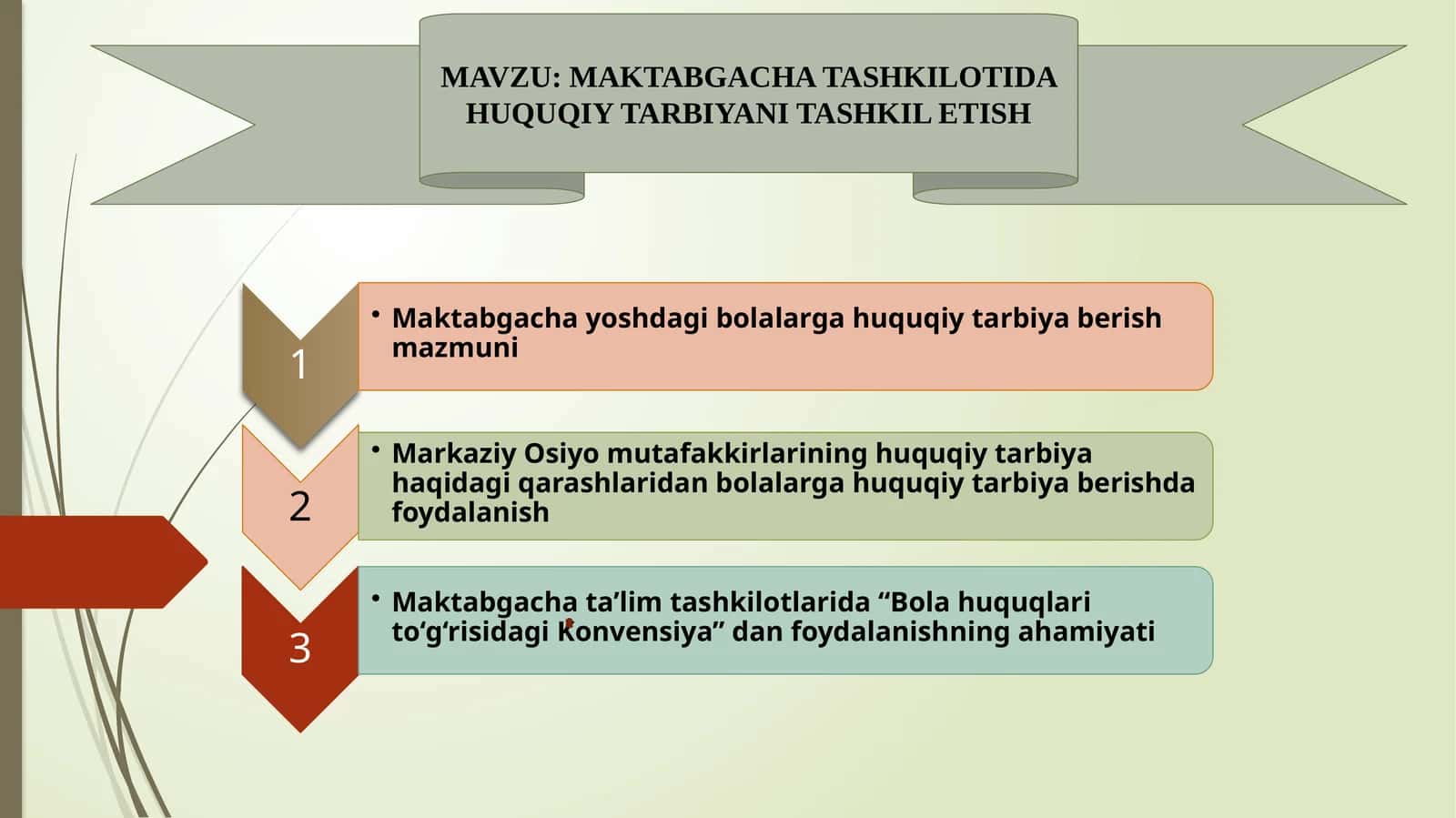 MAKTABGACHA TASHKILOTIDA HUQUQIY TARBIYANI TASHKIL ETISH