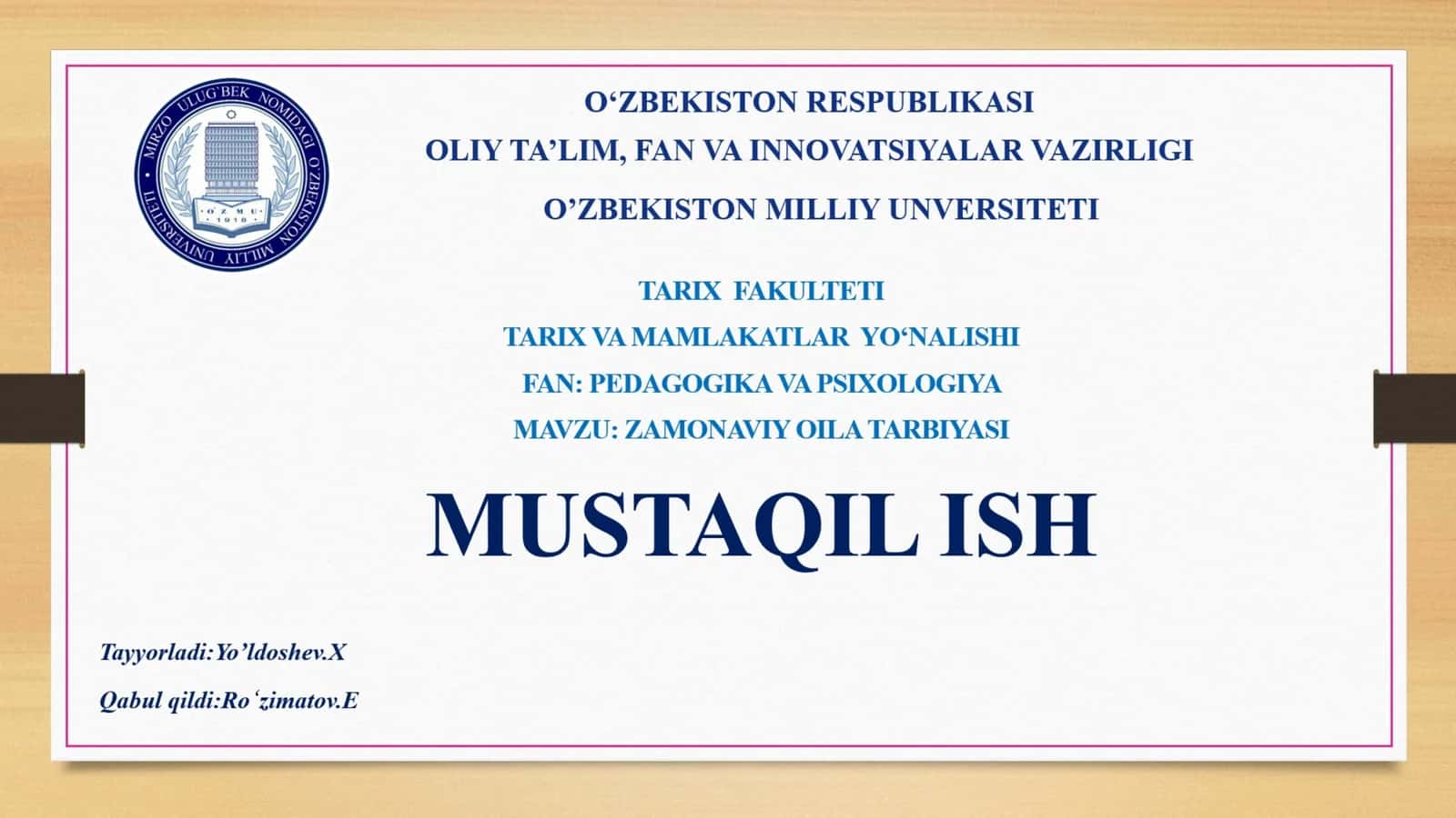 Zamonaviy Oila Tarbiyasi