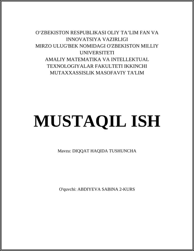 DIQQAT HAQIDA TUSHUNCHA