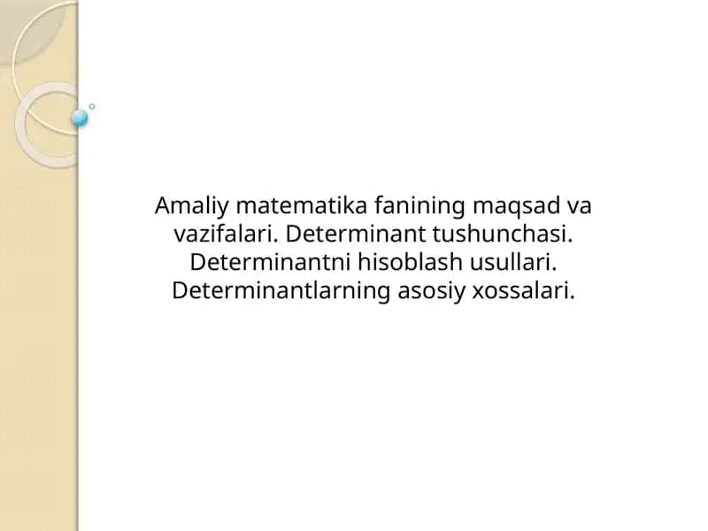 Amaliy matematika fanining maqsad va vazifalari