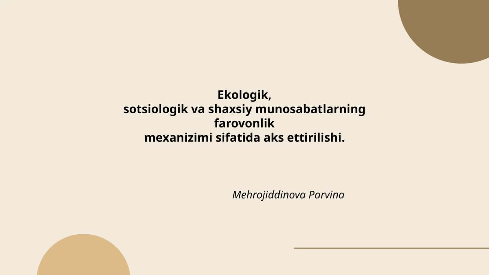 Ekologik Barqarorlik va Farovonlik