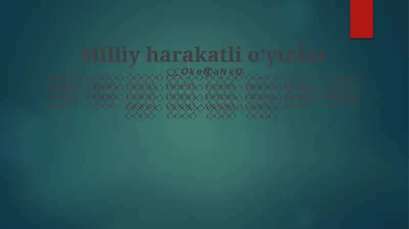 Milliy harakatli oʻyinlar