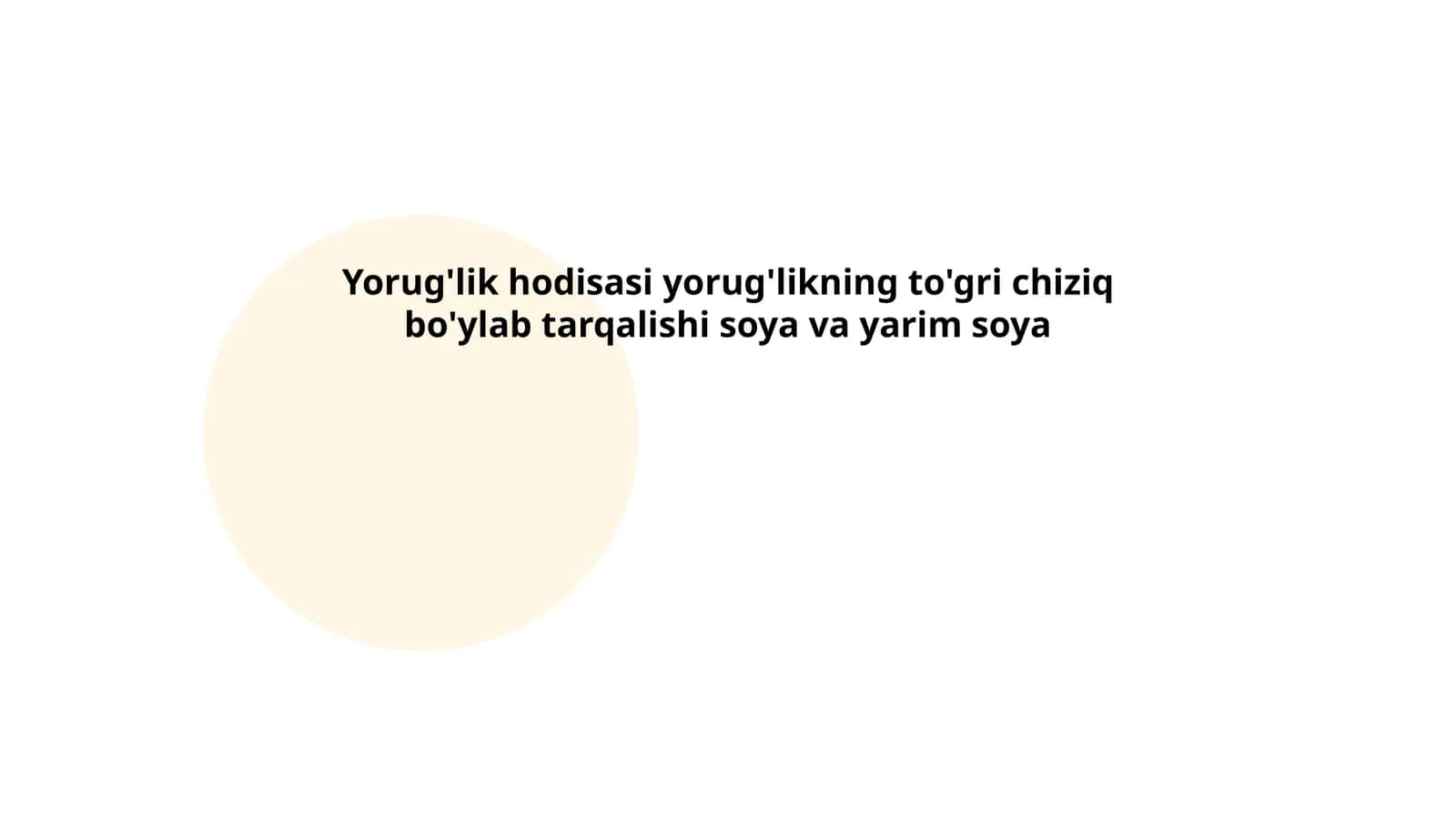 Yorug'likning to'g'ri chiziq bo'ylab tarqalish tamoyili