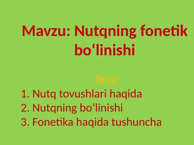 Nutqning fonetik boʻlinishi