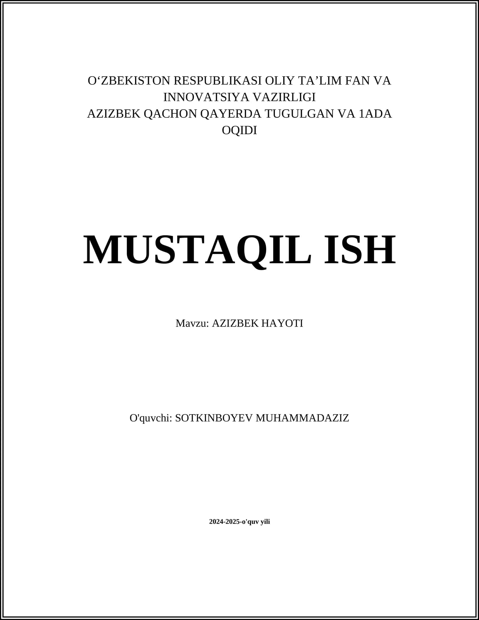 AZIZBEK HAYOTI