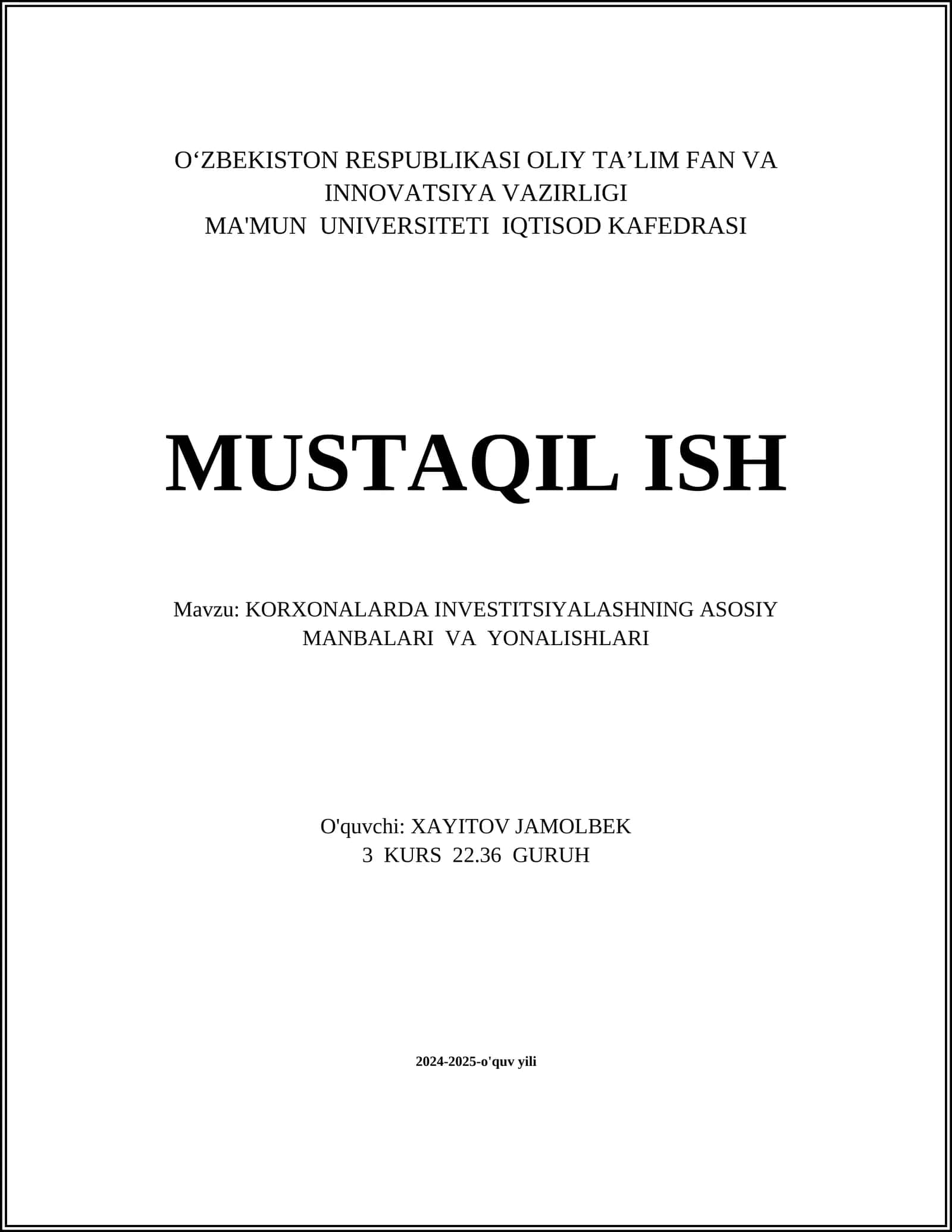 Investitsiya manbalari: turlari va xususiyatlari