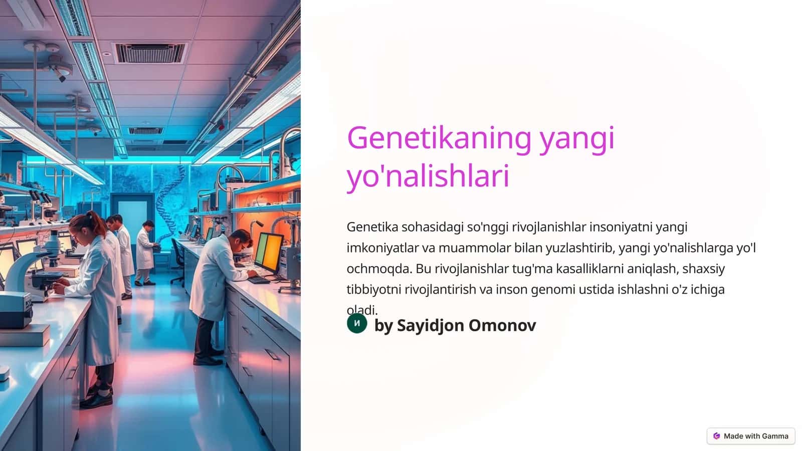 Genetikaning yangi yo'nalishlari