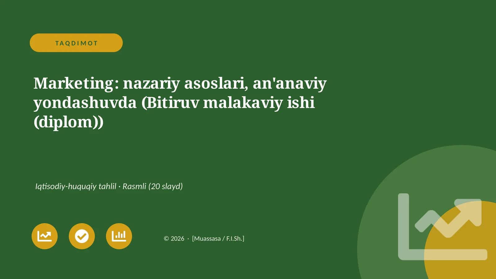 Marketing: nazariy asoslari, an'anaviy yondashuvda (Bitiruv malakaviy ishi (diplom))