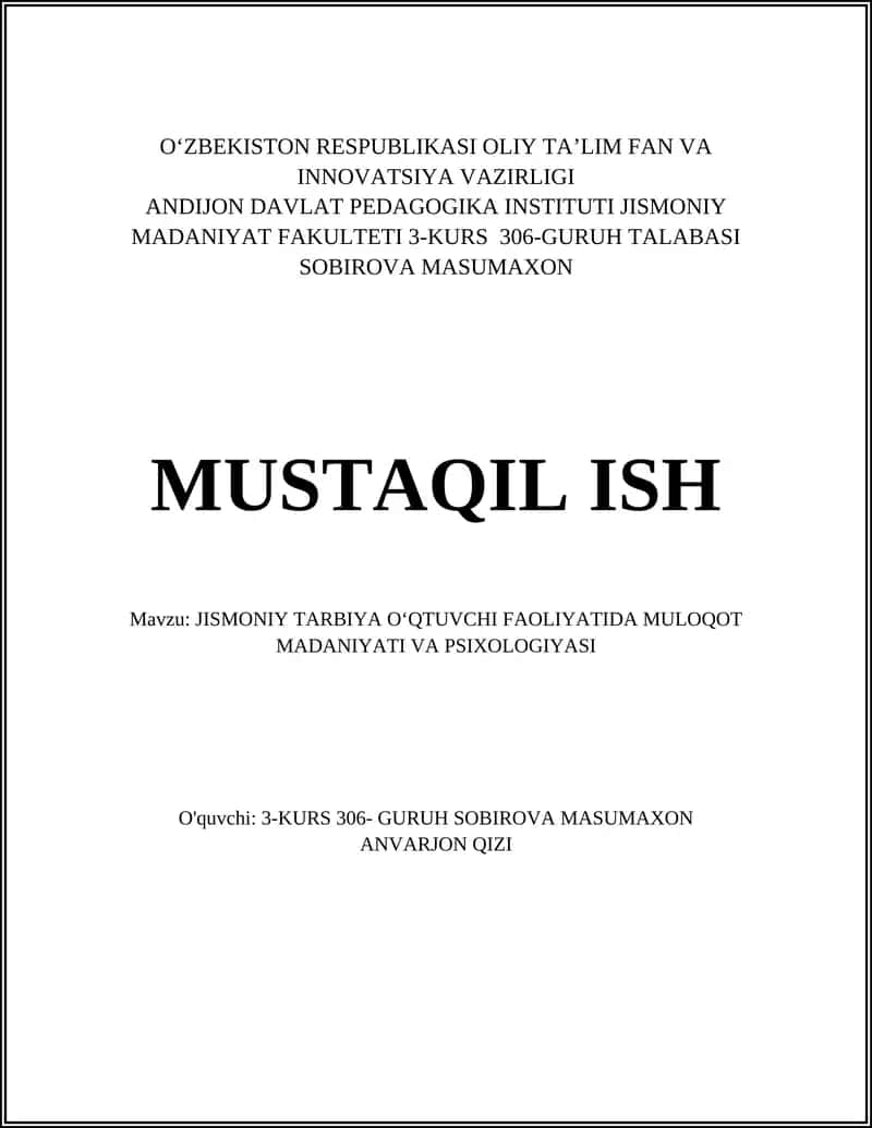 Jismoniy tarbiya darslarida muloqot madaniyati o'rni