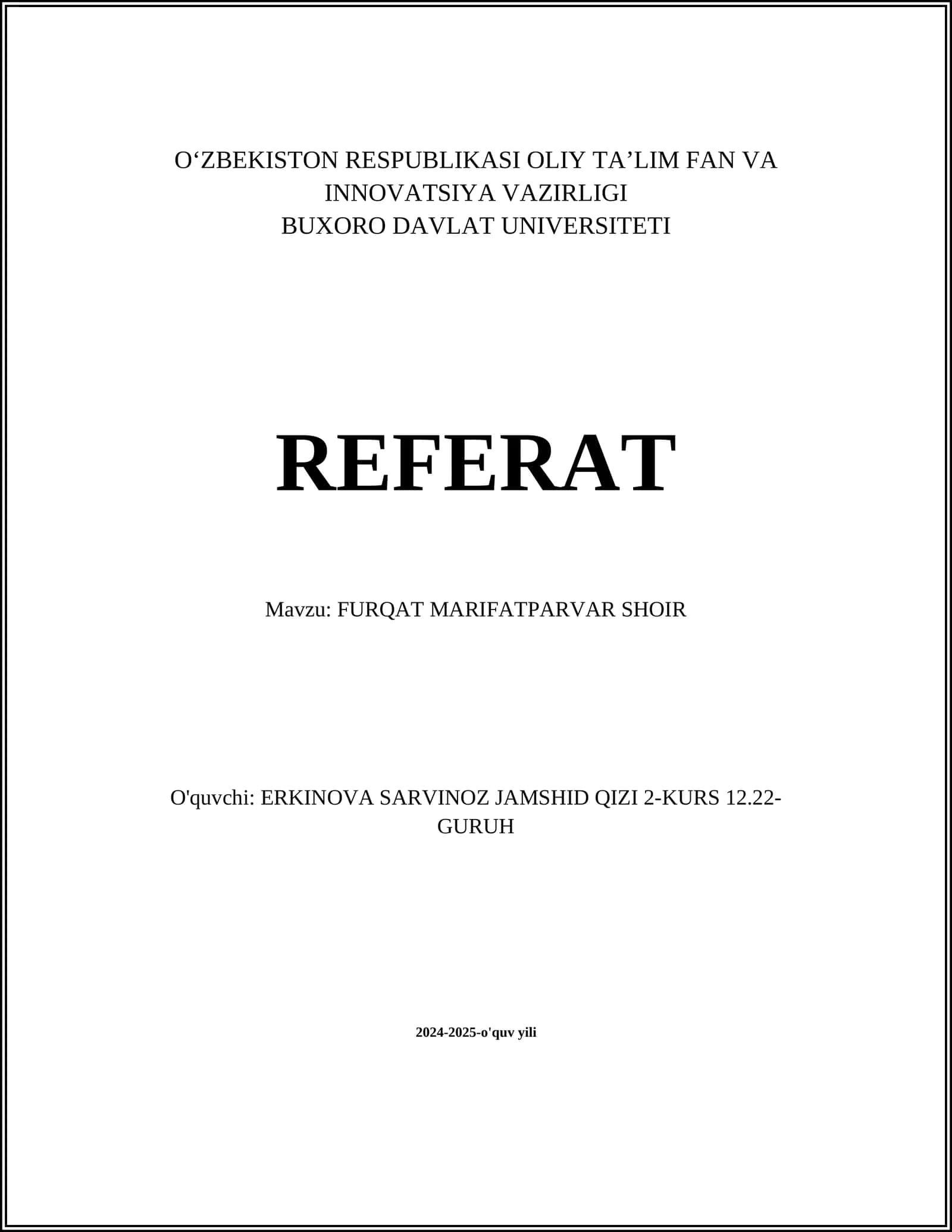 Furqat Marifatparvar Sho'ir
