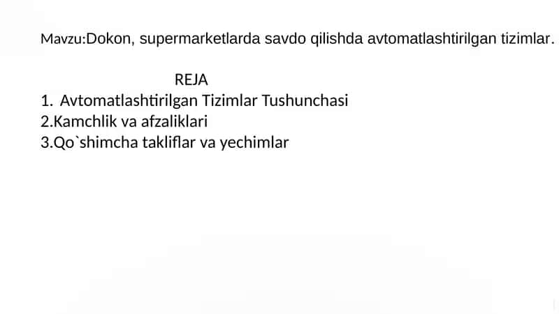 Avtomatlashtirilgan Tizimlar Tushunchasi