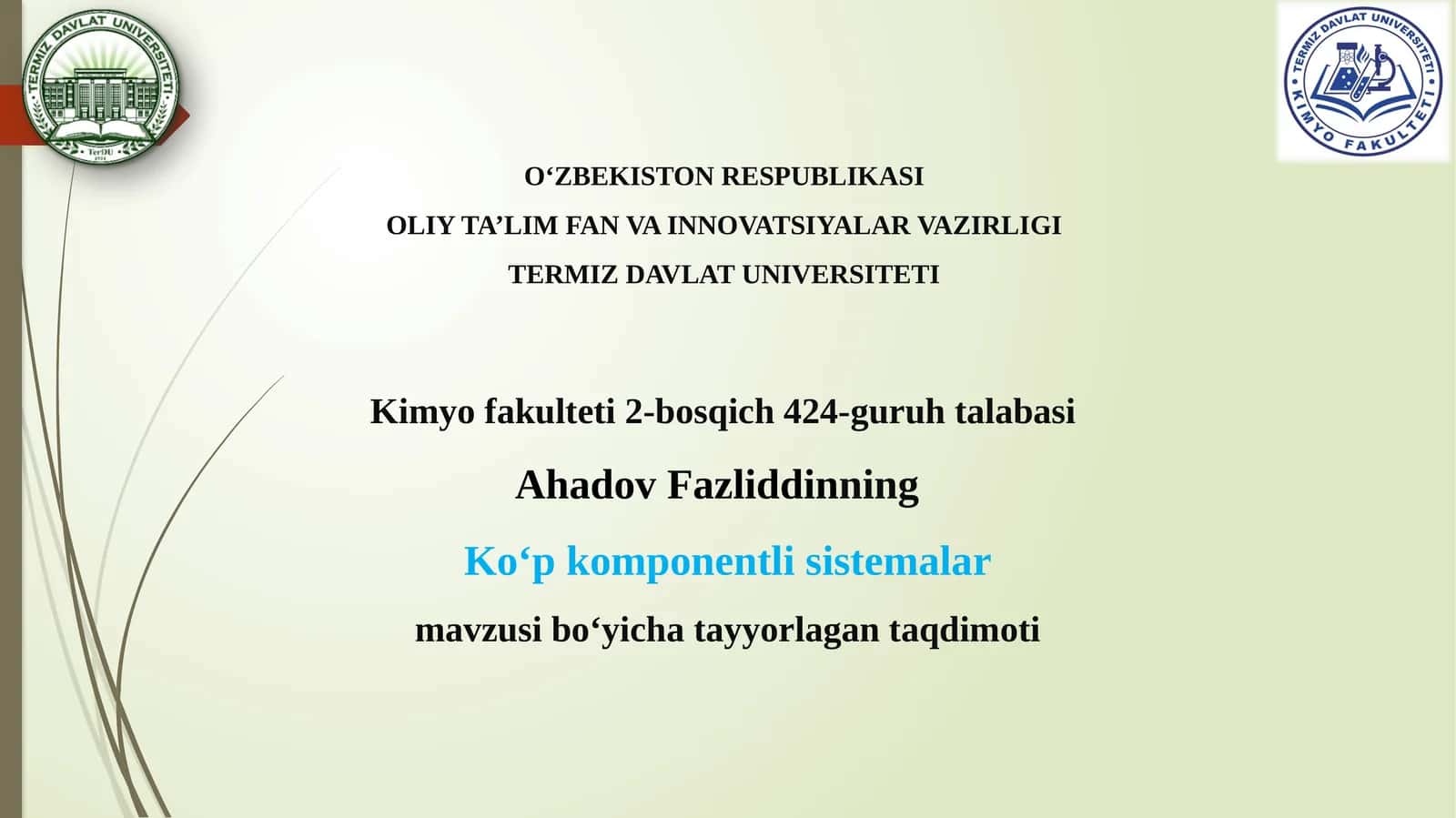 Ko‘pkomponentlisistemalar