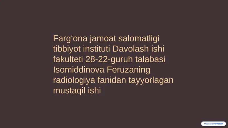 Jigar Kasalliklarini Nurli Tekshirish Usullari