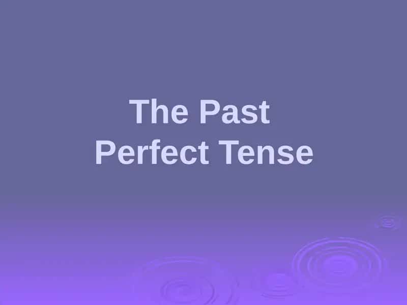 Past Perfect Tense