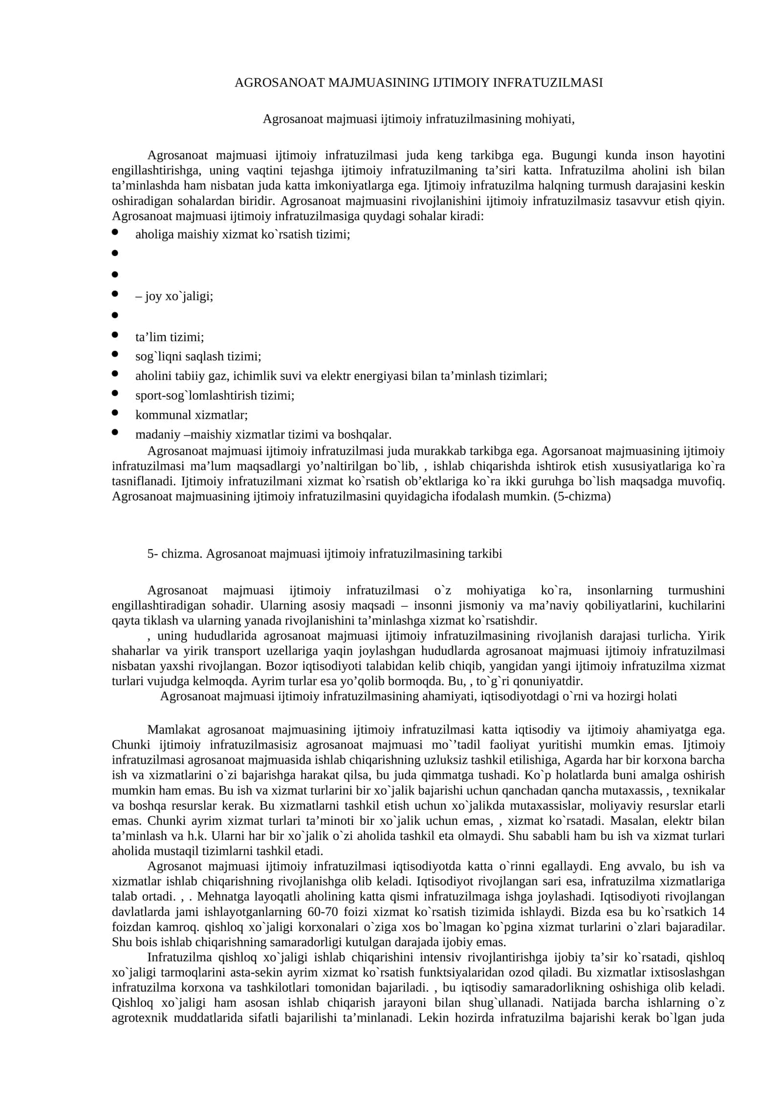 Agrosanoat majmuasi ijtimoiy infratuzilmasi