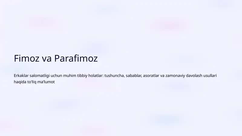 Fimoz va Parafimoz