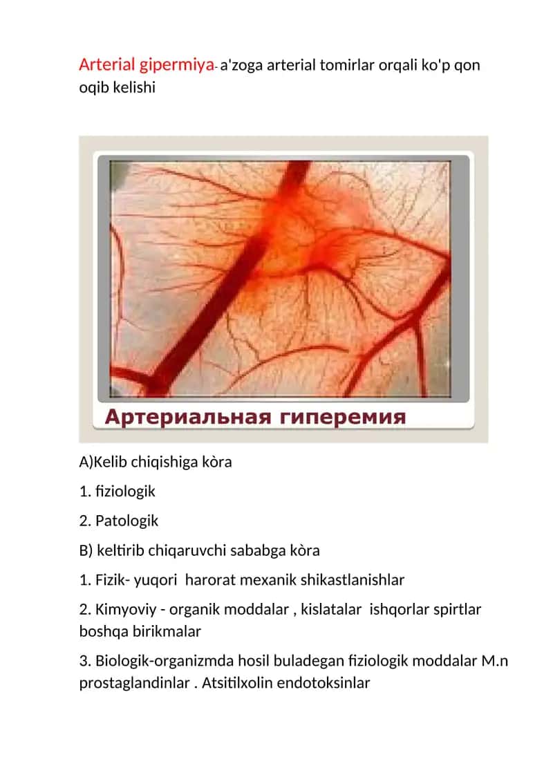 Arterial gipermiya emboliya tromboz ishemiya
