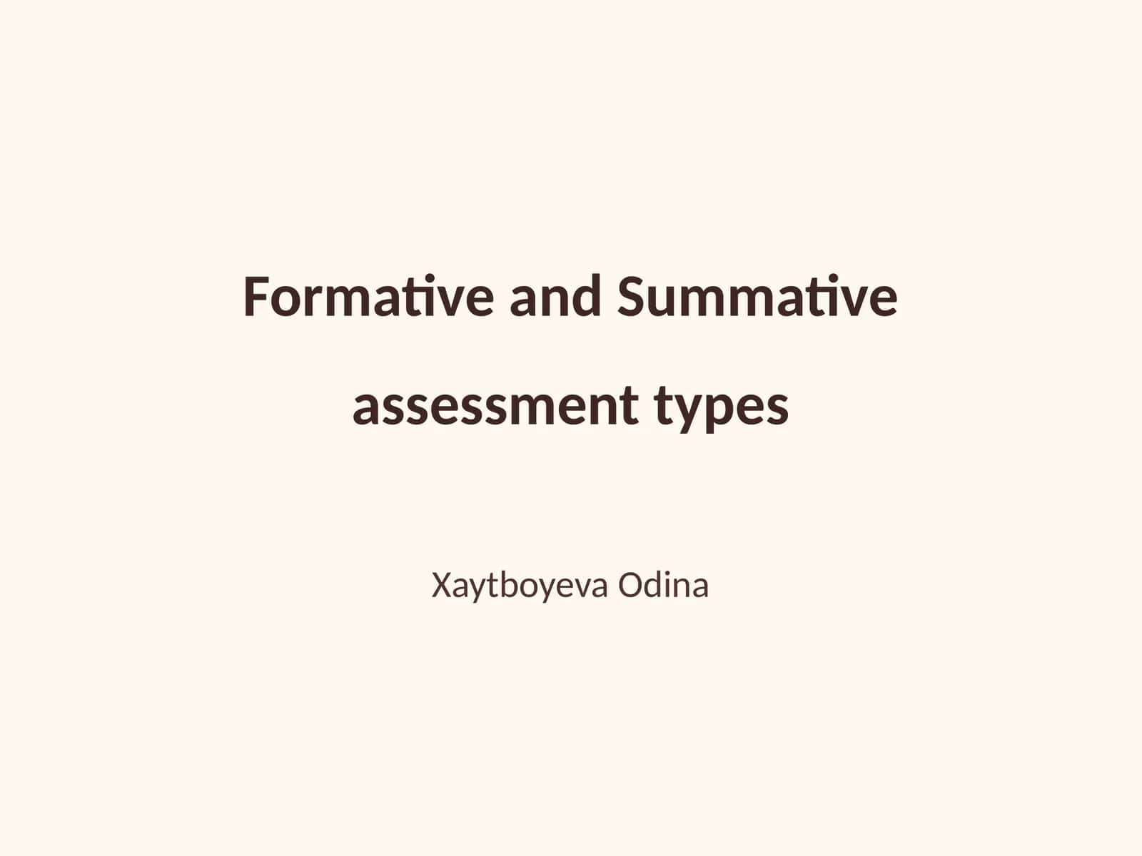 Formative and Summative assessment types
