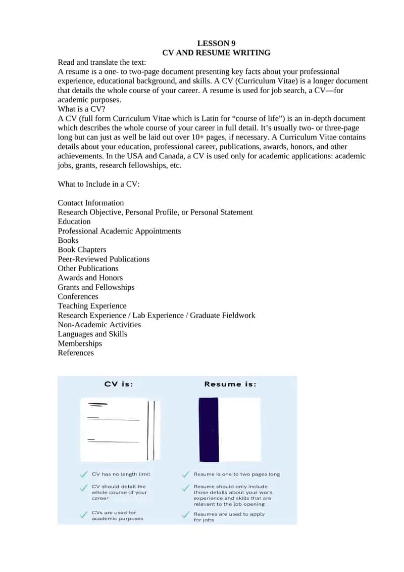 CV AND RESUME WRITING