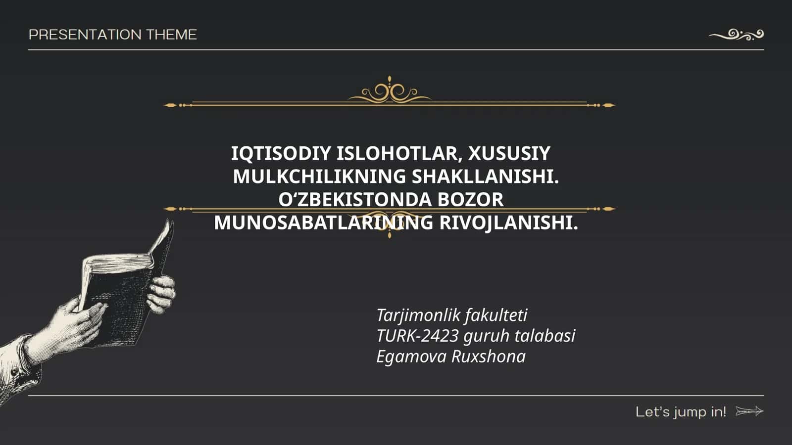 IQTISODIY ISLOHOTLAR, XUSUSIY MULKCHILIKNING SHAKLLANISHI. O‘ZBEKISTONDA BOZOR MUNOSABATLARINING RIVOJLANISHI