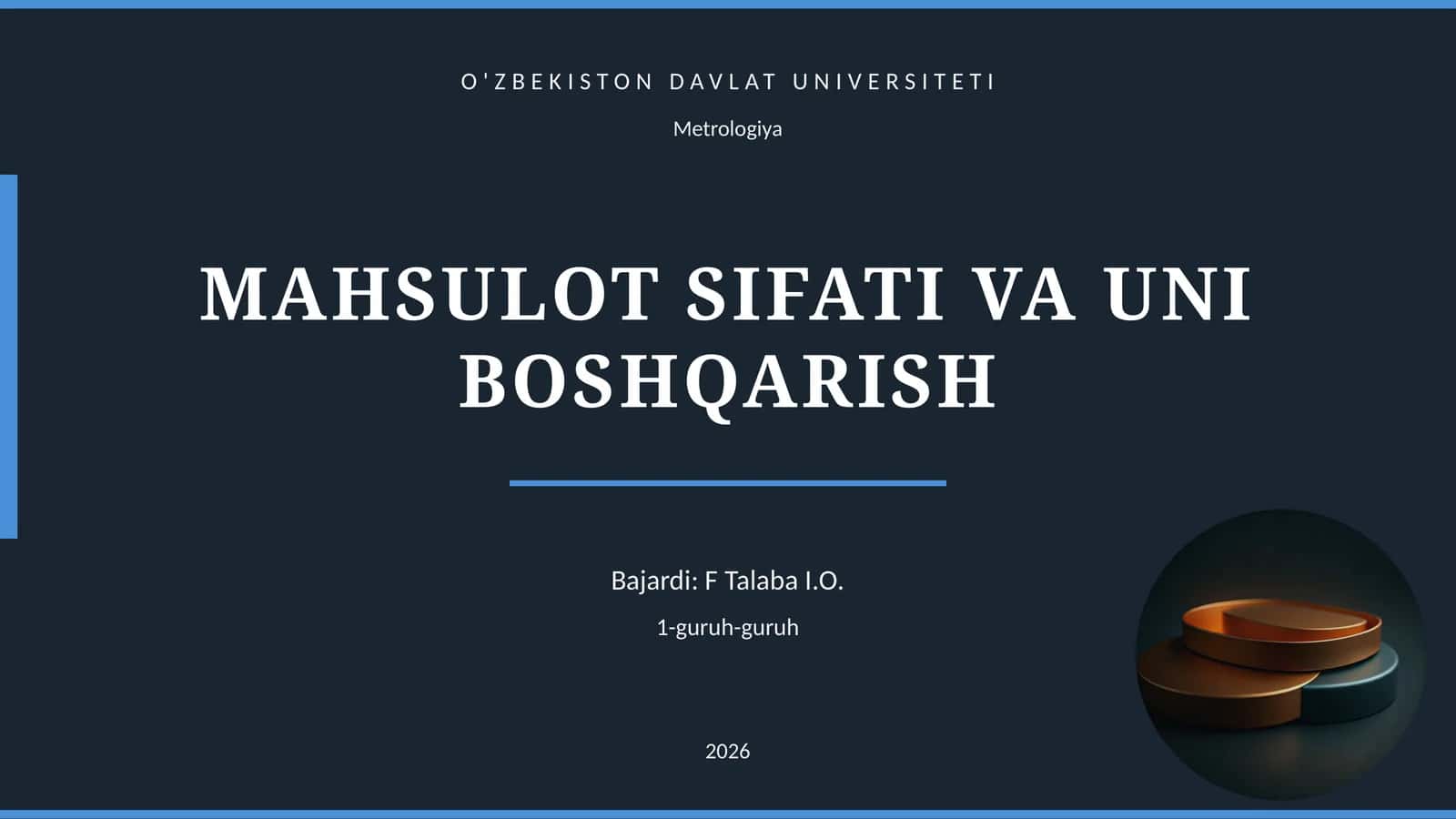 MAHSULOT SIFATI VA UNI BOSHQARISH