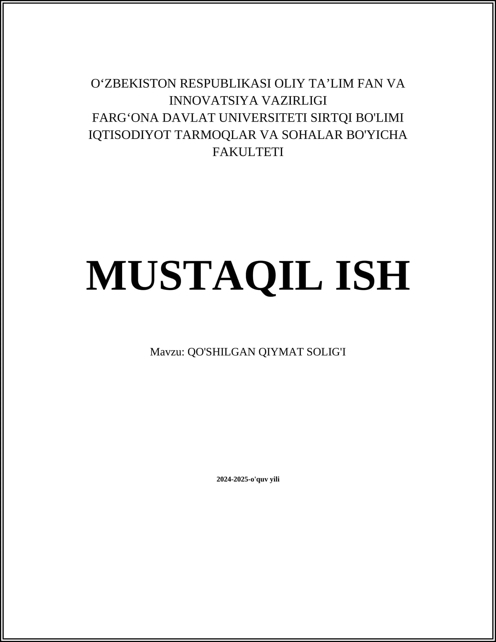 Qo'shilgan Qiymat Solig'i