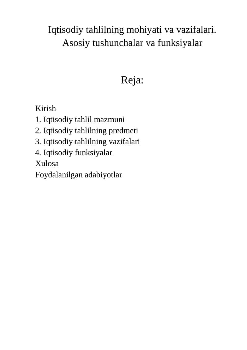 Iqtisodiy Tahlil