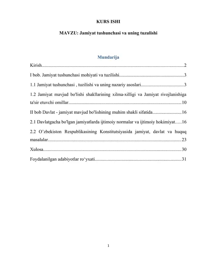 Jamiyat tushunchasi va uning tuzulishi