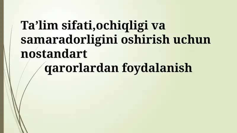 Muammolar va Standart Yechimlar Tahlili