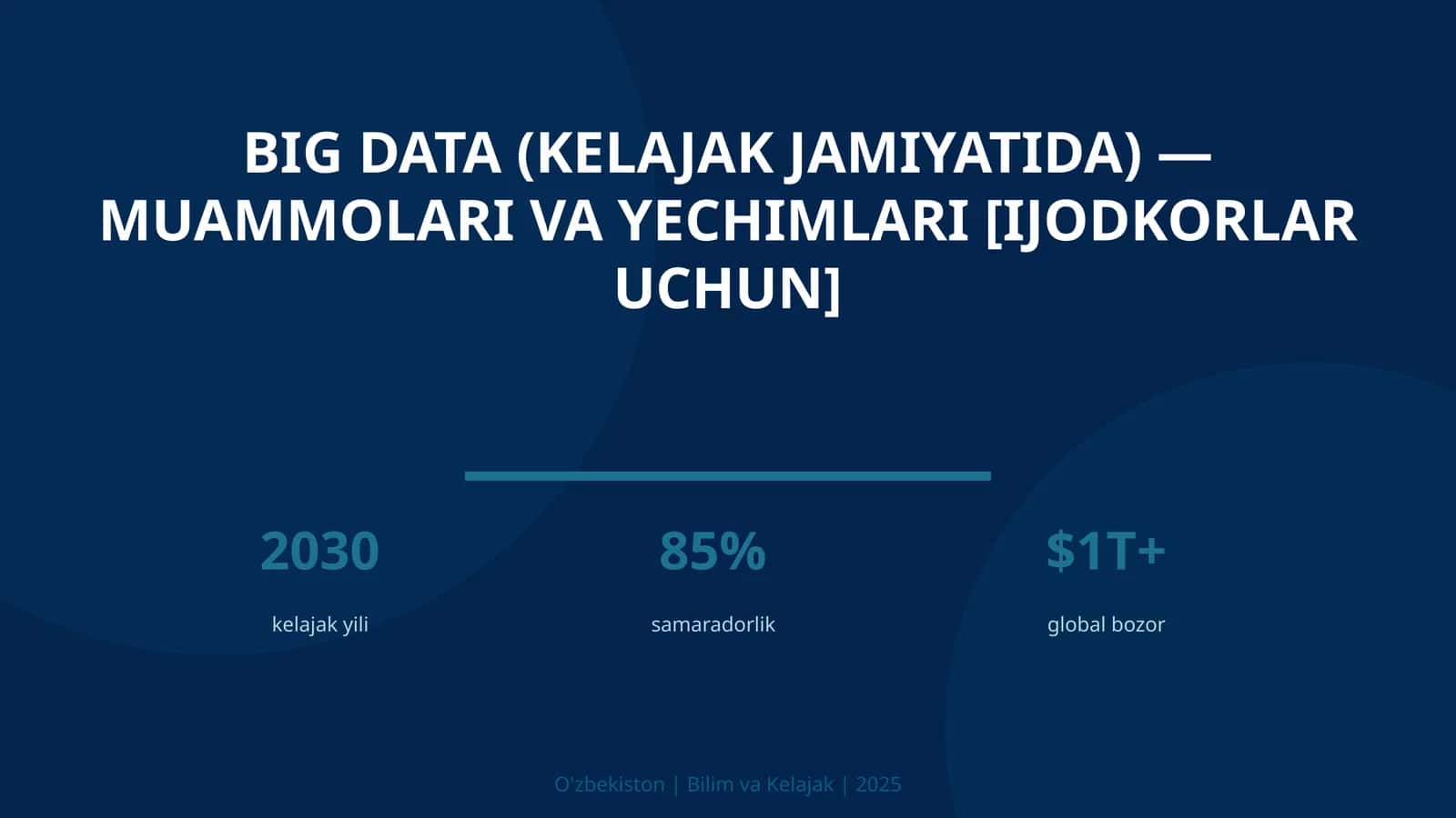 Big Data (Kelajak jamiyatida) - Muammolari va yechimlari [ijodkorlar uchun]