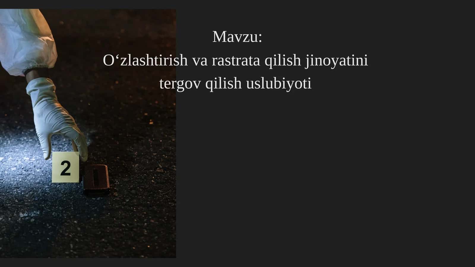 O‘zlashtirish va strata taqilish jinoyatini tergov qilish uslubi yo‘nalishi