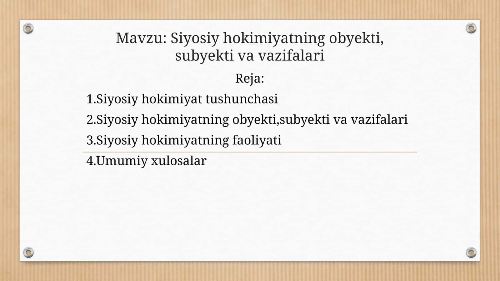 Siyosiy hokimiyatning obyekti, subyekti va vazifalari